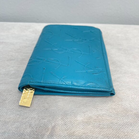 Yves Saint Laurent YSL Vintage Turquoise Compact Bifold Wallet - Preowned - Picture 11 of 13